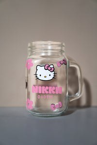 HELLO KITTY - GLASS CUP WITH YOUR BUSINESS NAME