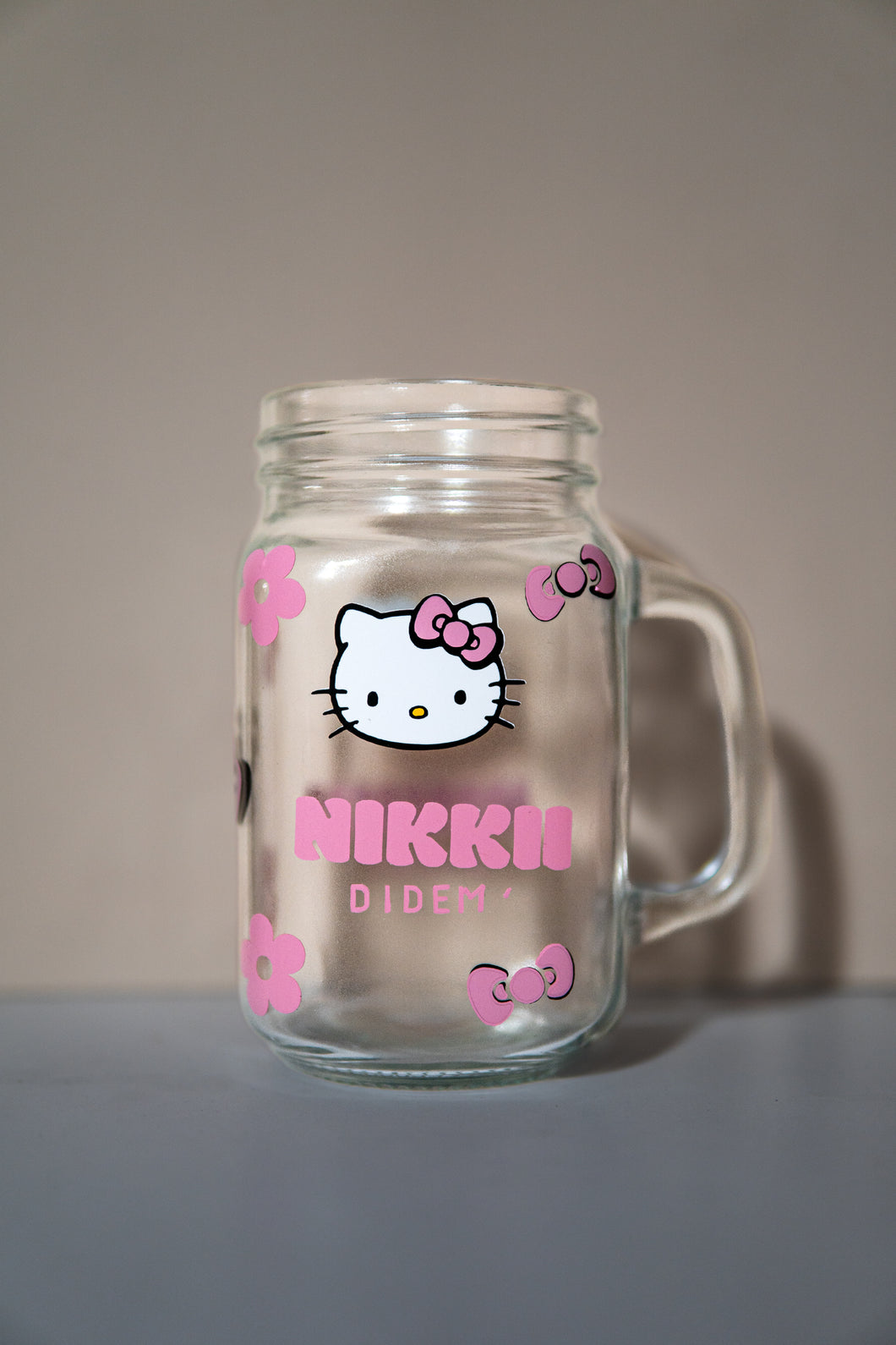 HELLO KITTY - GLASS CUP WITH YOUR BUSINESS NAME